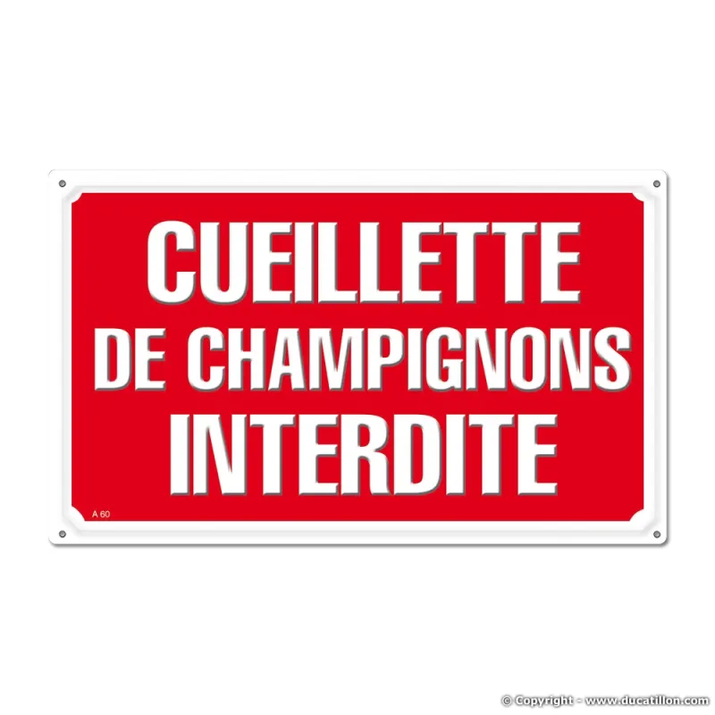 Panneau CUEILLETTE DE CHAMPIGNONS INTERDITE