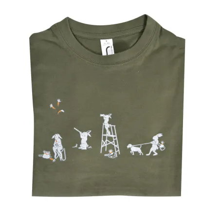 Tee-shirt Enfant Kaki "Lapins-carottes" Bartavel®