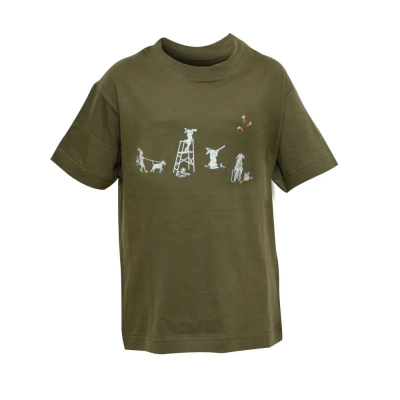 Tee-shirt Enfant Kaki "Lapins-carottes" Bartavel®