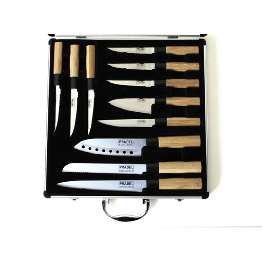 Soldes Pradel Excellence Valise 11 couteaux Bambou 2024 au