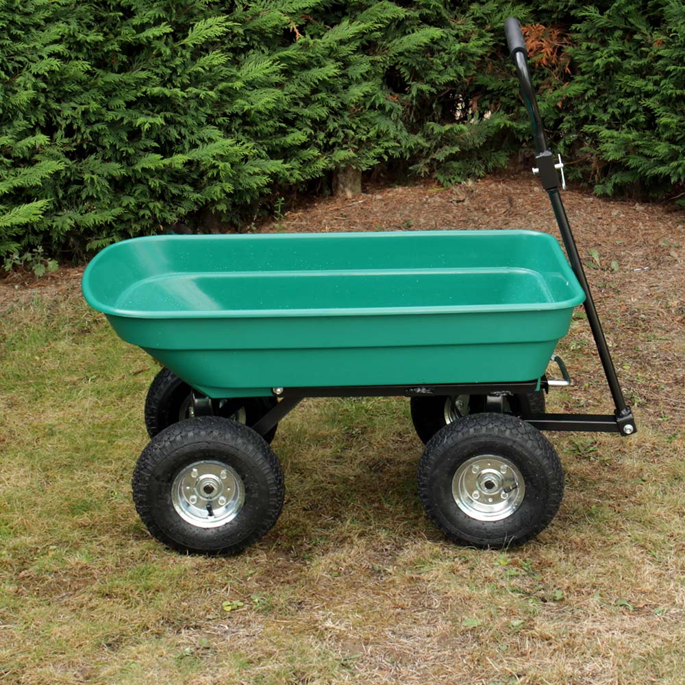 Chariot-brouette de jardin Capacité 250 kg 4 roues Chariot vert