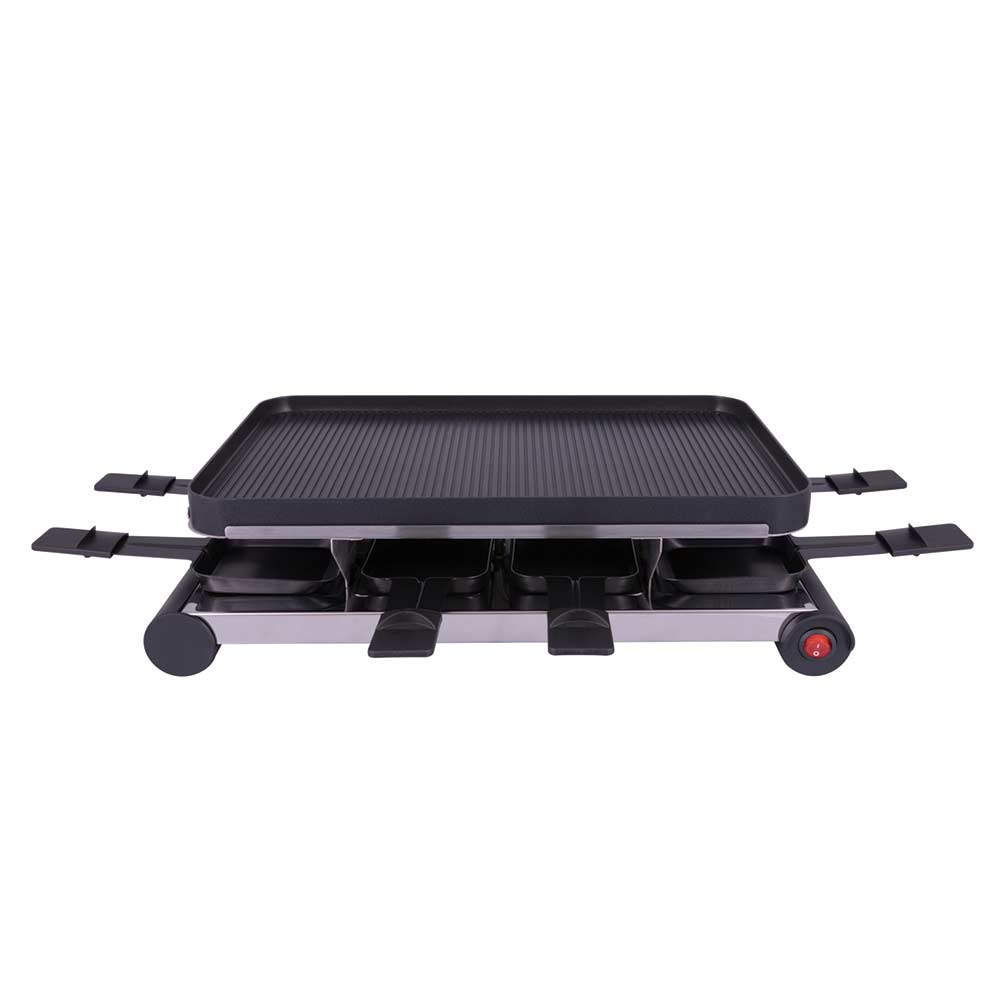 PACK NEDIS Appareil à raclette 1400W 8 personnes - Grill et pierre +  Plancha Teppanyaki 50 cm Thermostat Réglable
