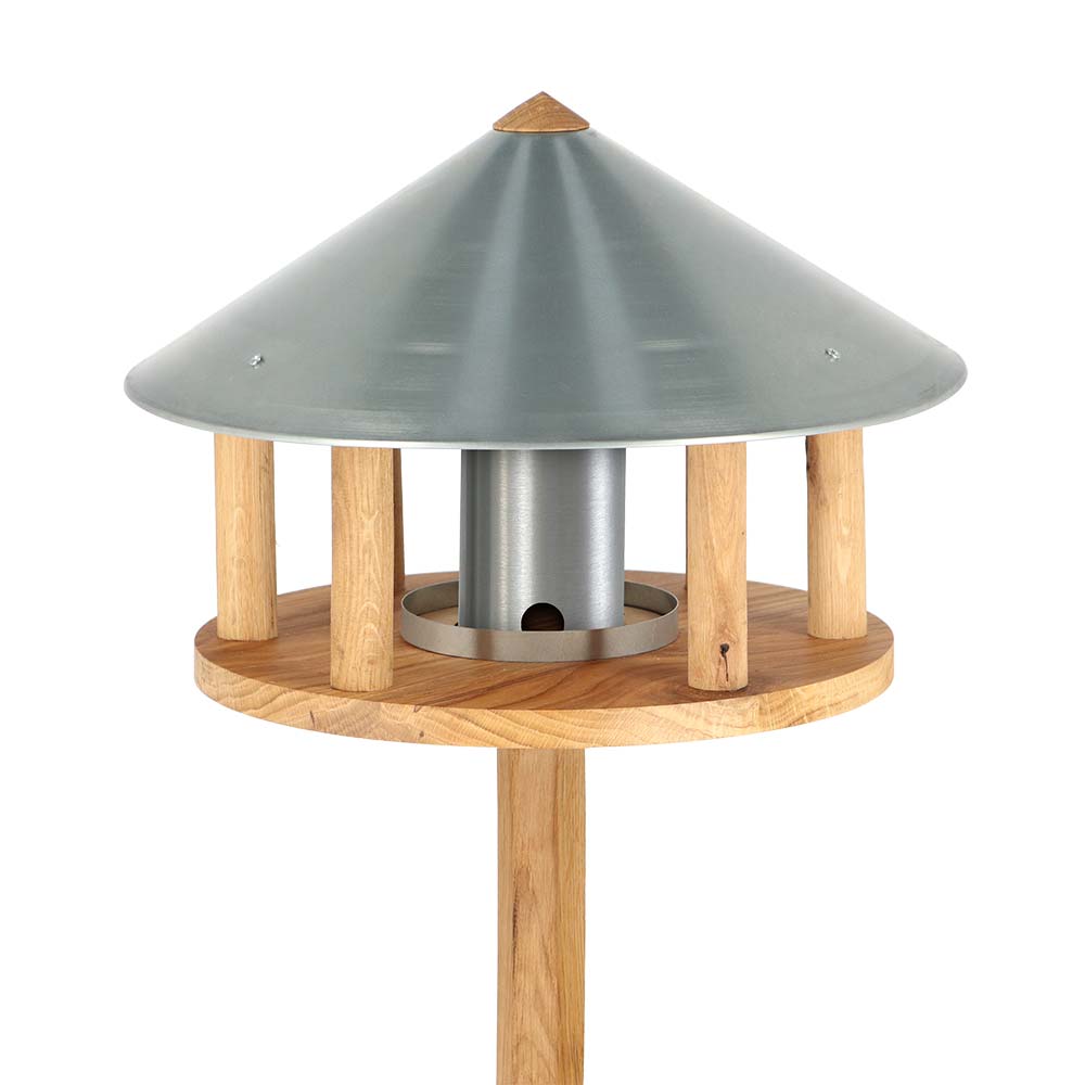 Mangeoire à oiseaux sur pied en bois avec silo 132cm pas Cher