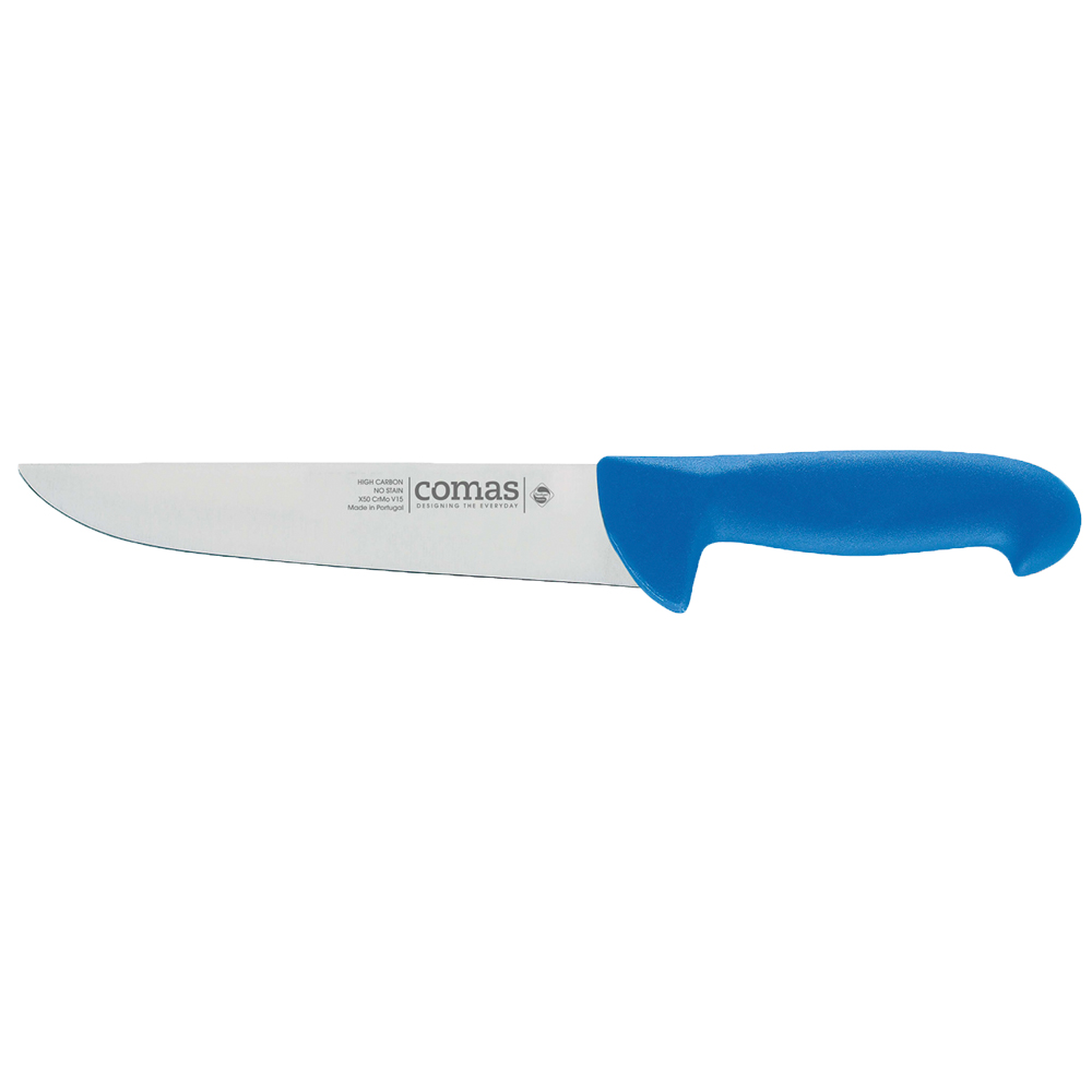 Couteau de cuisine boucher 20 cm bleu manche thermo-gommé anti